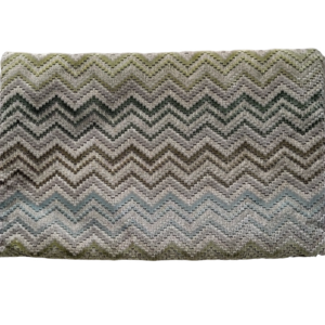 Blue Green Beige Textured Chevron Patterned Pillow Cover EUC
